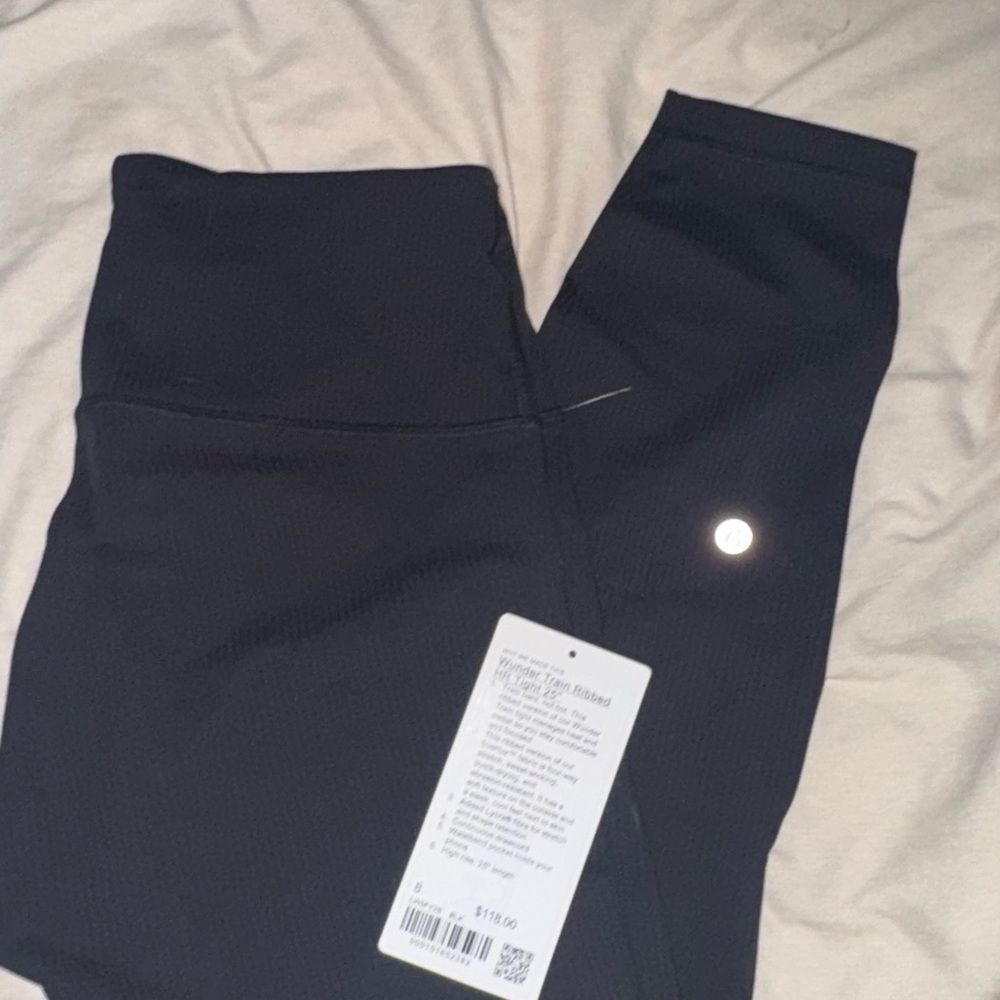 Lululemon Wunder Train Ribbed Black 25” size 8 NWOT